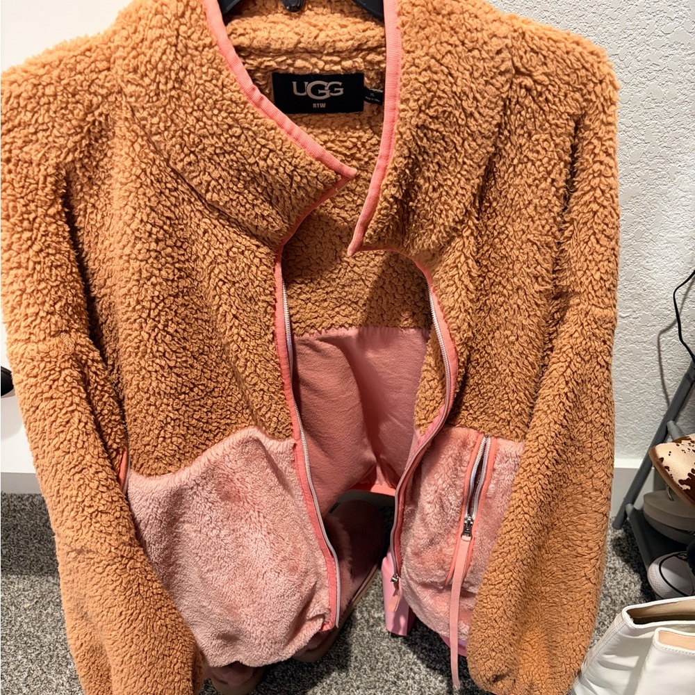 UGG Women's Brown and Pink Teddy Jacket